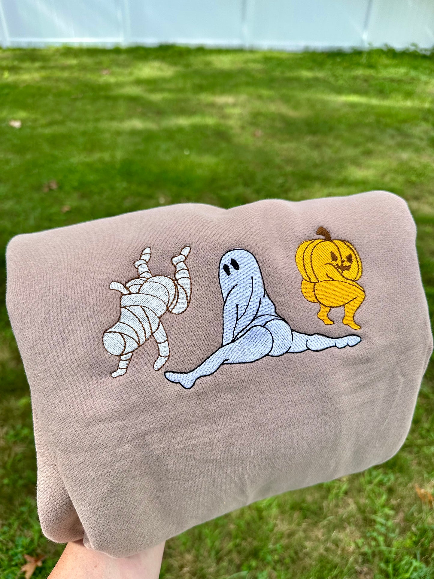 Dancing Halloween Characters Embroidered Mockneck