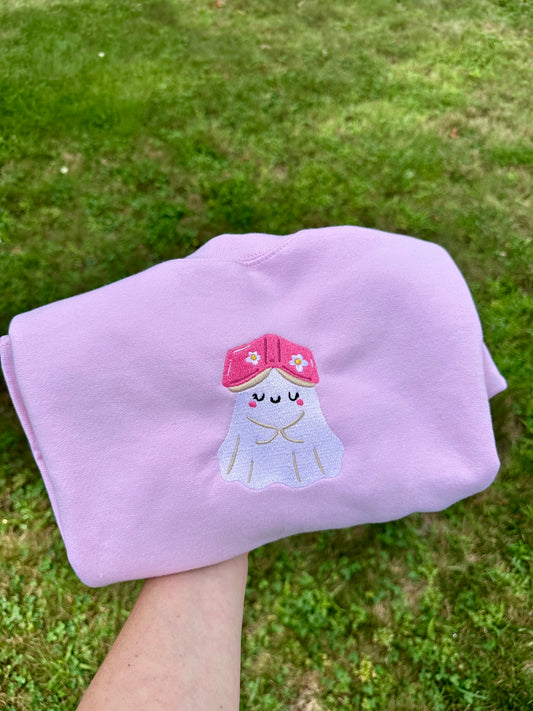 Cute Reading Ghost Embroidered T-Shirt or Sweatshirt